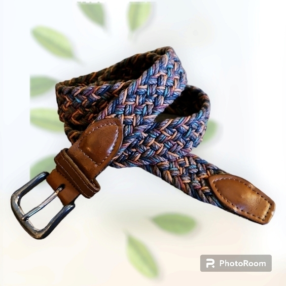 VTG Woven Faux Leather Boho Unisex Braided Belt Medium/Large - Picture 1 of 9